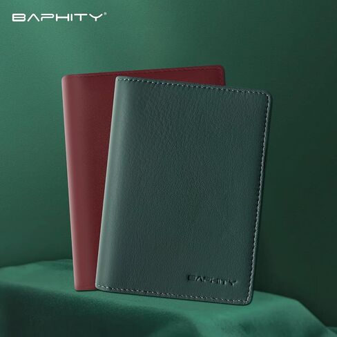 Genuine Leather Passport Holder Wallet Cover for Women and Men,Rfid Travel Wallet Passport Document Holder with Zipper Pocket & Transparent Window - Green in Saudi Arabia