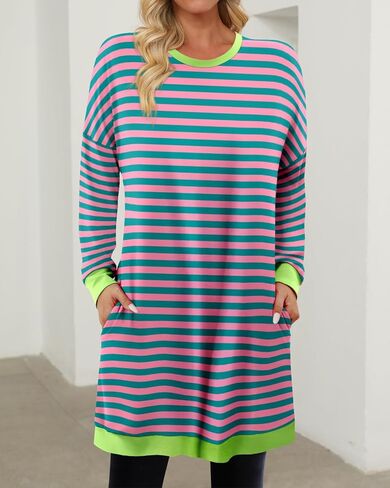 KISSMODA Women's Long Sleeve Tunic Tops Fall for Leggings Casual Long Tunics with Pockets T Shirts Loose S-3XL in Kuwait