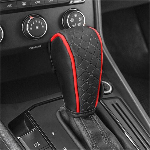 Leather Gear Shift Cover Diamond Embroidery Design,Durable Shift Knob Cover for Shift Lever Protection,Universal Car Gear Shift Cover Car Accessory Suitable for Cars,Trucks,SUVs (Dark Gray) in Saudi Arabia