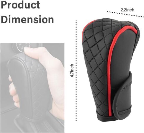 Leather Gear Shift Cover Diamond Embroidery Design,Durable Shift Knob Cover for Shift Lever Protection,Universal Car Gear Shift Cover Car Accessory Suitable for Cars,Trucks,SUVs (Dark Gray) in Saudi Arabia