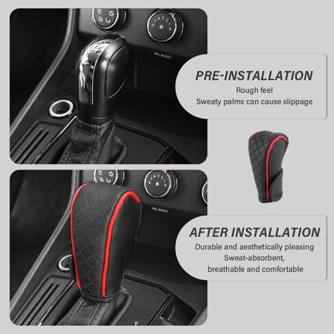 Leather Gear Shift Cover Diamond Embroidery Design,Durable Shift Knob Cover for Shift Lever Protection,Universal Car Gear Shift Cover Car Accessory Suitable for Cars,Trucks,SUVs (Dark Gray) in Saudi Arabia