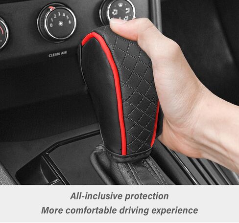 Leather Gear Shift Cover Diamond Embroidery Design,Durable Shift Knob Cover for Shift Lever Protection,Universal Car Gear Shift Cover Car Accessory Suitable for Cars,Trucks,SUVs (Dark Gray) in Saudi Arabia
