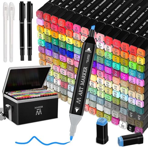Alcohol Markers, 48+4 Colors Markers for Kids Adult Coloring, Dual Tip Art Markers Drawing Markers Set With Carry Case (48+4) in Kuwait