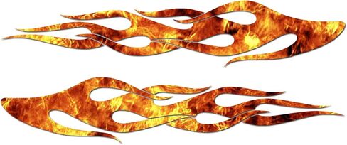 زوج Tribal Flames Splash - ملصق من الفينيل - 9 بوصة × 3.75 بوصة - لهب برتقالي in Saudi Arabia