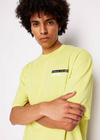 تي شيرت رجالي من Armani Exchange ذو مقاس مريح إصدار محدود من القطن X Mix Mag in Kuwait