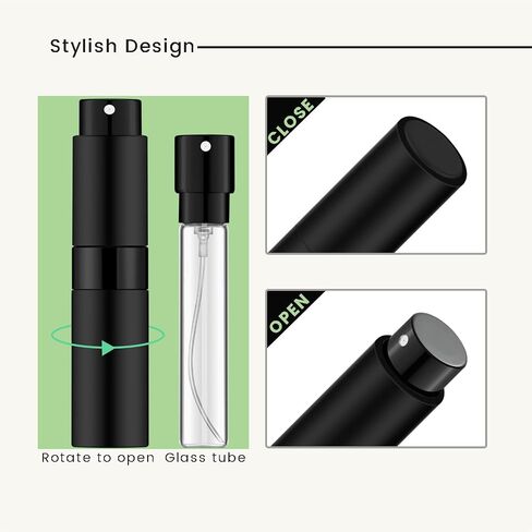 5PCS/8ml Perfume Travel Refillable, Portable Perfume Atomizer Refillable, Empty Mini Size Spray Bottle for Men&Momen.（Matte Black in Kuwait