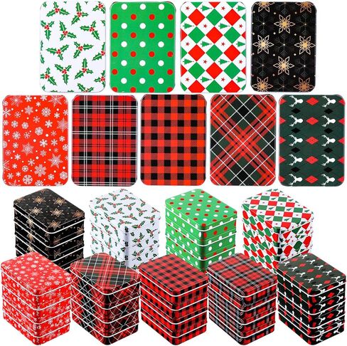 Yungyan 36 Pcs Christmas Gift Card Holder Tin Boxes Rustic Metal Tin Boxes with Lids Small Colorful Christmas Boxes Containers for Christmas Party Favors Xmas Holiday Gifts Stocking Stuffers(Classic) in Kuwait