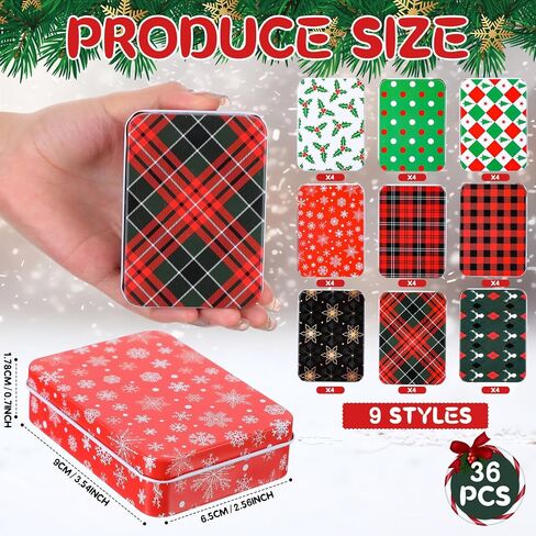 Yungyan 36 Pcs Christmas Gift Card Holder Tin Boxes Rustic Metal Tin Boxes with Lids Small Colorful Christmas Boxes Containers for Christmas Party Favors Xmas Holiday Gifts Stocking Stuffers(Classic) in Kuwait
