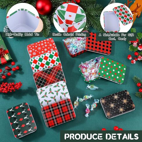 Yungyan 36 Pcs Christmas Gift Card Holder Tin Boxes Rustic Metal Tin Boxes with Lids Small Colorful Christmas Boxes Containers for Christmas Party Favors Xmas Holiday Gifts Stocking Stuffers(Classic) in Kuwait