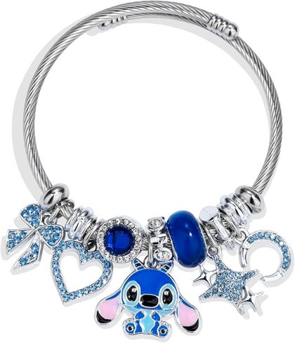 Kawaii Ladies Adjustable Pink Bracelet - Butterfly Heart Moon Charm - Cute Cartoon Bracelet, Perfect for Gifts for Women. in Saudi Arabia