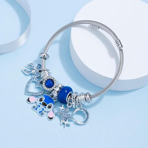 Kawaii Ladies Adjustable Pink Bracelet - Butterfly Heart Moon Charm - Cute Cartoon Bracelet, Perfect for Gifts for Women. in Saudi Arabia
