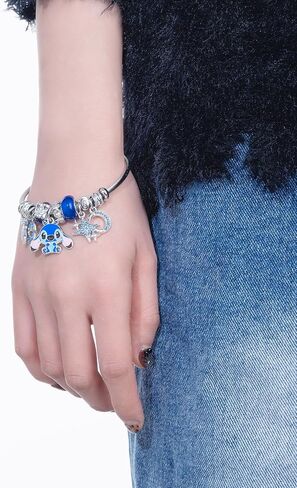 Kawaii Ladies Adjustable Pink Bracelet - Butterfly Heart Moon Charm - Cute Cartoon Bracelet, Perfect for Gifts for Women. in Saudi Arabia