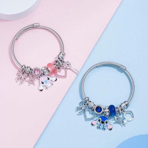 Kawaii Ladies Adjustable Pink Bracelet - Butterfly Heart Moon Charm - Cute Cartoon Bracelet, Perfect for Gifts for Women. in Saudi Arabia