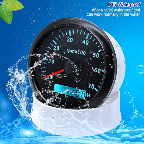 ARTILAURA Tachometer 85mm 3-3/8" Boat Tachometer Marine RPM Gauge 7 Color 7000 RPM Waterproof for Car Auto Marine Truck 9-32V (Black) in Saudi Arabia