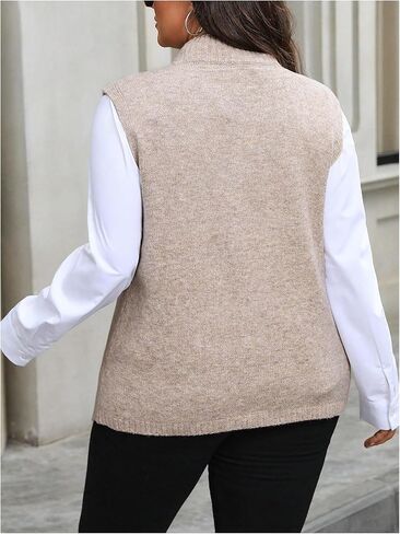 GORGLITTER Women's Plus Sleeveless Sweater Vest Trendy Mock Neck Split Wrap Front Knit Tops Fall Fashion 2024 in Saudi Arabia