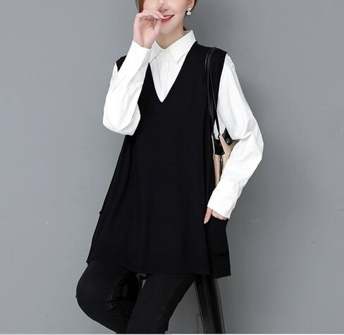 Women's Oversized Sweater Vest Fall V Neck Sleeveless Pullover Sweater Loose Knitted Tunic Tops with Pockets in Kuwait