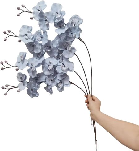 Artificial Orchid Stems Set of 4 ,30" Dancing Orchid,UV Resistant No Fade False Phalaenopsis,Silk Plants Picks Orchid for Christmas Flower Arrangements Wreaths,Wedding Table Centerpiece (White) in Kuwait
