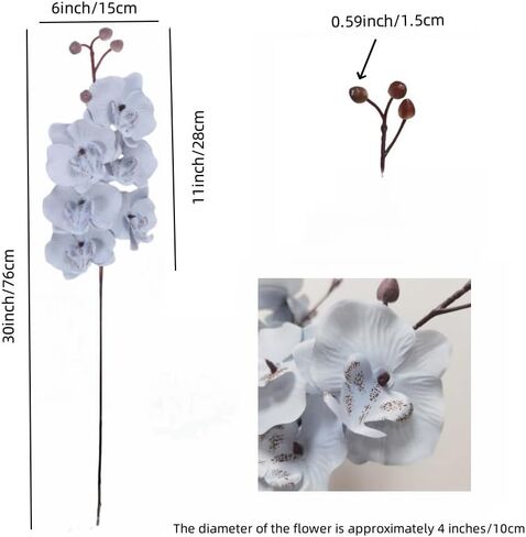 Artificial Orchid Stems Set of 4 ,30" Dancing Orchid,UV Resistant No Fade False Phalaenopsis,Silk Plants Picks Orchid for Christmas Flower Arrangements Wreaths,Wedding Table Centerpiece (White) in Kuwait