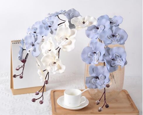 Artificial Orchid Stems Set of 4 ,30" Dancing Orchid,UV Resistant No Fade False Phalaenopsis,Silk Plants Picks Orchid for Christmas Flower Arrangements Wreaths,Wedding Table Centerpiece (White) in Kuwait