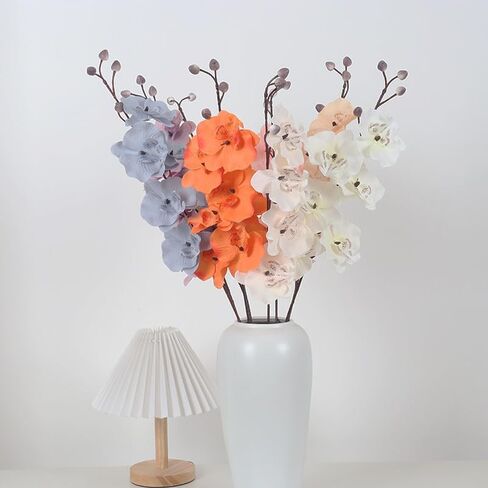 Artificial Orchid Stems Set of 4 ,30" Dancing Orchid,UV Resistant No Fade False Phalaenopsis,Silk Plants Picks Orchid for Christmas Flower Arrangements Wreaths,Wedding Table Centerpiece (White) in Kuwait