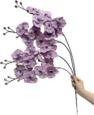 Artificial Orchid Stems Set of 4 ,30" Dancing Orchid,UV Resistant No Fade False Phalaenopsis,Silk Plants Picks Orchid for Christmas Flower Arrangements Wreaths,Wedding Table Centerpiece (White) in Kuwait