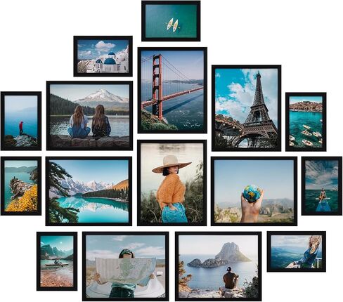Giftgarden Black Picture Frames 16 Pack for Two Sizes Photos, 8pcs 5x7 and 8pcs 4x6, Multi Gallery Wall Frame Collage or Tabletop Display in Saudi Arabia
