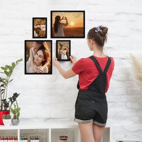 Giftgarden Black Picture Frames 16 Pack for Two Sizes Photos, 8pcs 5x7 and 8pcs 4x6, Multi Gallery Wall Frame Collage or Tabletop Display in Saudi Arabia