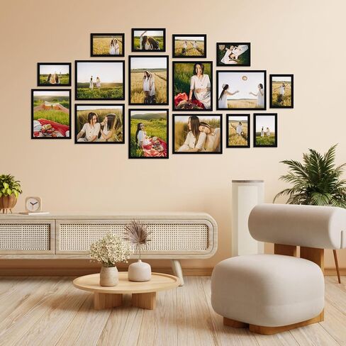 Giftgarden Black Picture Frames 16 Pack for Two Sizes Photos, 8pcs 5x7 and 8pcs 4x6, Multi Gallery Wall Frame Collage or Tabletop Display in Saudi Arabia