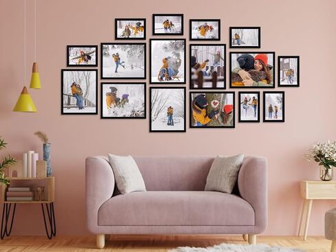Giftgarden Black Picture Frames 16 Pack for Two Sizes Photos, 8pcs 5x7 and 8pcs 4x6, Multi Gallery Wall Frame Collage or Tabletop Display in Saudi Arabia