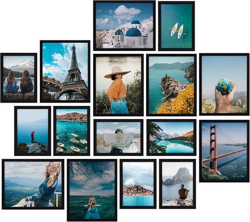 Giftgarden Black Picture Frames 16 Pack for Two Sizes Photos, 8pcs 5x7 and 8pcs 4x6, Multi Gallery Wall Frame Collage or Tabletop Display in Saudi Arabia