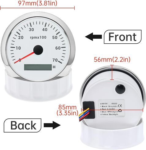 ARTILAURA Tachometer 85mm 3-3/8" Boat Tachometer Marine RPM Gauge 7 Color 7000 RPM Waterproof for Car Auto Marine Truck 9-32V (Black) in Saudi Arabia