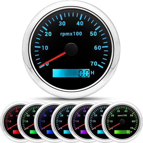 ARTILAURA Tachometer 85mm 3-3/8" Boat Tachometer Marine RPM Gauge 7 Color 7000 RPM Waterproof for Car Auto Marine Truck 9-32V (Black) in Saudi Arabia