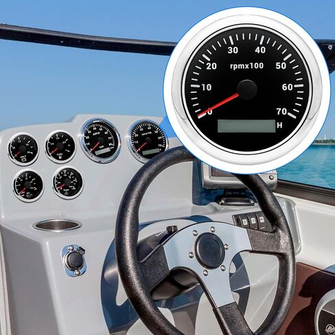 ARTILAURA Tachometer 85mm 3-3/8" Boat Tachometer Marine RPM Gauge 7 Color 7000 RPM Waterproof for Car Auto Marine Truck 9-32V (Black) in Saudi Arabia
