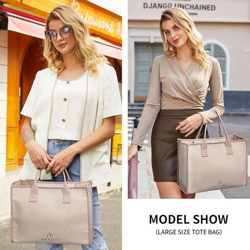 HKCLUF Canvas Tote Bag for Women with Pocket Hobo Handbag Purse Satchel Shoulder Bags in Saudi Arabia