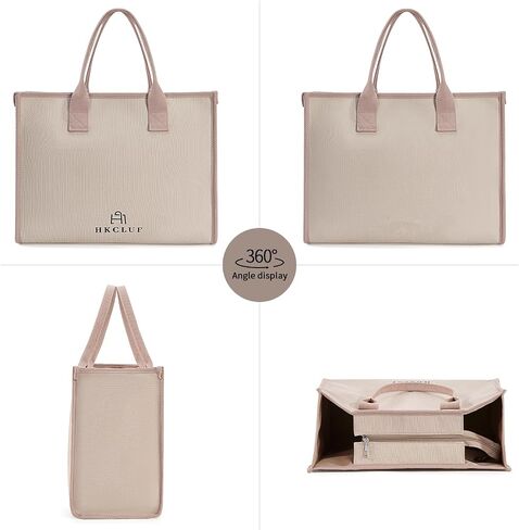 HKCLUF Canvas Tote Bag for Women with Pocket Hobo Handbag Purse Satchel Shoulder Bags in Saudi Arabia