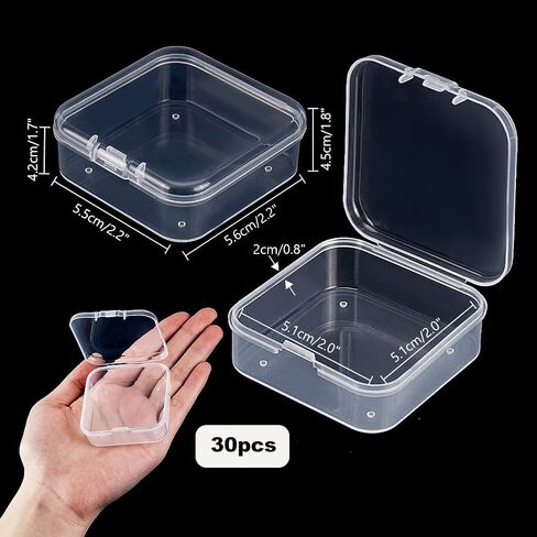 PH PandaHall 30pcs 2.2 x 2.2 inch Storage Containers Box, Clear Plastic Bead Organizer with Hinged Lids Storage Case Mini Organizing Boxes for Small Items Earrings Jewelry Craft Supplies Fishing in Saudi Arabia