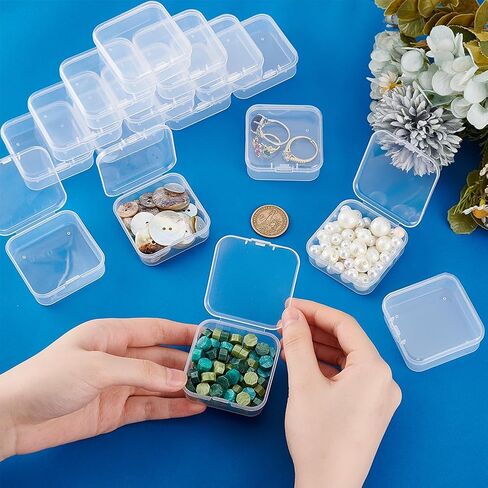 PH PandaHall 30pcs 2.2 x 2.2 inch Storage Containers Box, Clear Plastic Bead Organizer with Hinged Lids Storage Case Mini Organizing Boxes for Small Items Earrings Jewelry Craft Supplies Fishing in Saudi Arabia