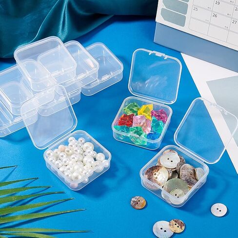 PH PandaHall 30pcs 2.2 x 2.2 inch Storage Containers Box, Clear Plastic Bead Organizer with Hinged Lids Storage Case Mini Organizing Boxes for Small Items Earrings Jewelry Craft Supplies Fishing in Saudi Arabia