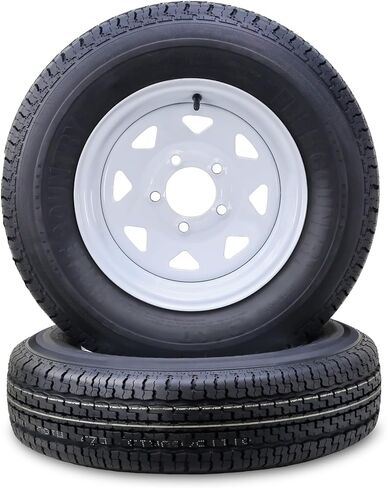 Free Country Trailer Tire Wheel Assembly ST215/75R14 8-Ply D 107M 5 Lug on 4.5" PCD White Spoke Wheel, SET 2 in Saudi Arabia