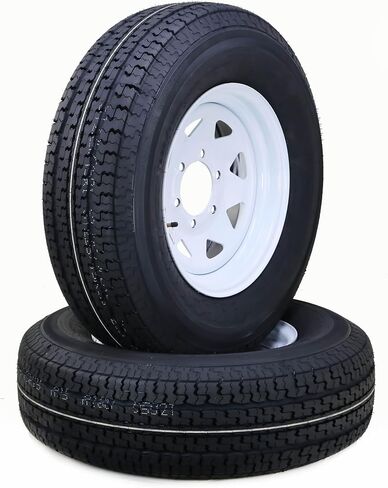 Free Country Trailer Tire Wheel Assembly ST215/75R14 8-Ply D 107M 5 Lug on 4.5" PCD White Spoke Wheel, SET 2 in Saudi Arabia
