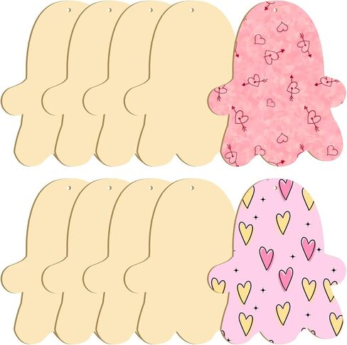 حجم كبير 7 "هالوين شرائح خشبية غير مكتملة الحلي الخشبية الفارغة DIY الحرف الخشبية لطلاء الديكور المعلق للحرف اليدوية حفلة عيد الشكر الخريف حفلة عيد الميلاد زينة معلقة (أشباح) in Kuwait