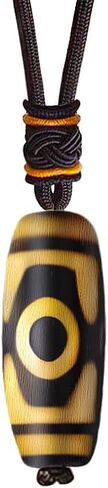 Dzi Bead Tibetan Necklace Mala Beads Necklace Gemstone Mala Prayer Beads Lotus Buddha Charm Yoga Meditation Necklace in Saudi Arabia