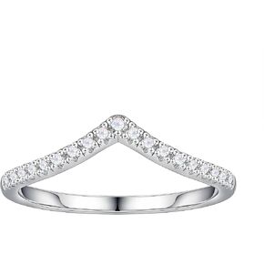 SMILEST Moissanite Chevron Wedding Band for Women, D Color VVS1 Clarity Lab Created Moissanite Ring 14K White Yellow Rose Gold Vermeil Moissanite Wishbone Eternity Ring for Women Valentine's Day Gifts