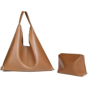 Slouchy Hobo Bags for Women – Faux Leather Tote Purse with Matching Inner Bag, Designer Shoulder Handbag