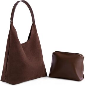 Luxurious Suede Bag for Women, Hobo Tote Bags– Stylish & Durable Leather Handbag, Ideal for Fall Adventures, Outdoor Travel & Everyday Elegance in Autumn (Coffee)