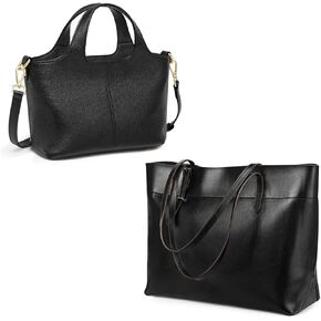 Kattee Genuine Leather Tote Shoulder Bag with Purses and Handbags
