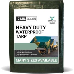 Waterproof Tent Tarp - Heavy Duty Tarp Tent for Wood Furniture, Car, Boat, Pool, & More - Tear Resistant - 20x25 Foot Indoor/Outdoor Reversible Tarp (Green/Brown Tarp)