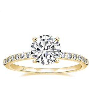 ENDLESSNESS & ETERNITY 1 Carat CZ Cubic Zirconia Round Cut Half Eternity Ring Solitaire 2mm Wedding Band 14K Gold Plated Half Eternity Ring Engagement Ring Promise Band Ring