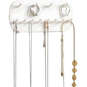 Necklace Holder with 12 Hooks, Necklace Organizer Wall Mounted for Necklaces, Bracelets, Rings, and Bangles Display Rack