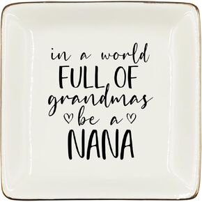 WODMIS Grandmas Nana Gifts Ceramic Jewelry Tray Dish, Mothers Day Birthday Gifts, Best Gigi Best Jewelry Plate Ring Trinket Dish, Thank You Gifts for Nana from Grandchildren 492